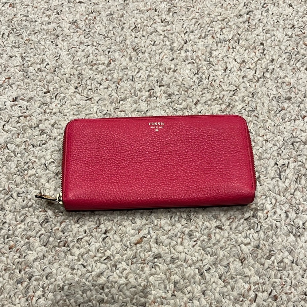 FOSSIL Sydney Leather Zip Wallet Pink